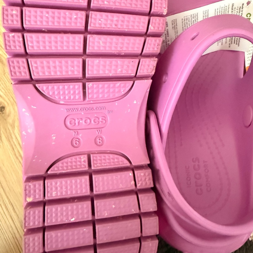 CROCS Platform Slide Sandals in Bright Pink and Lavender - Picture 2 of 5